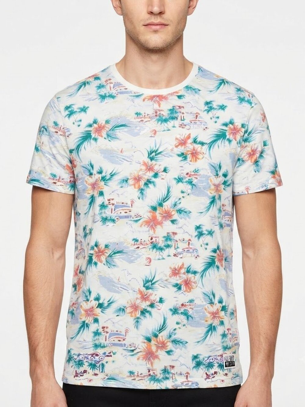 Tommy Hilfiger T-Shirt Men's L Tropical Floral Hawaiian Streetwear